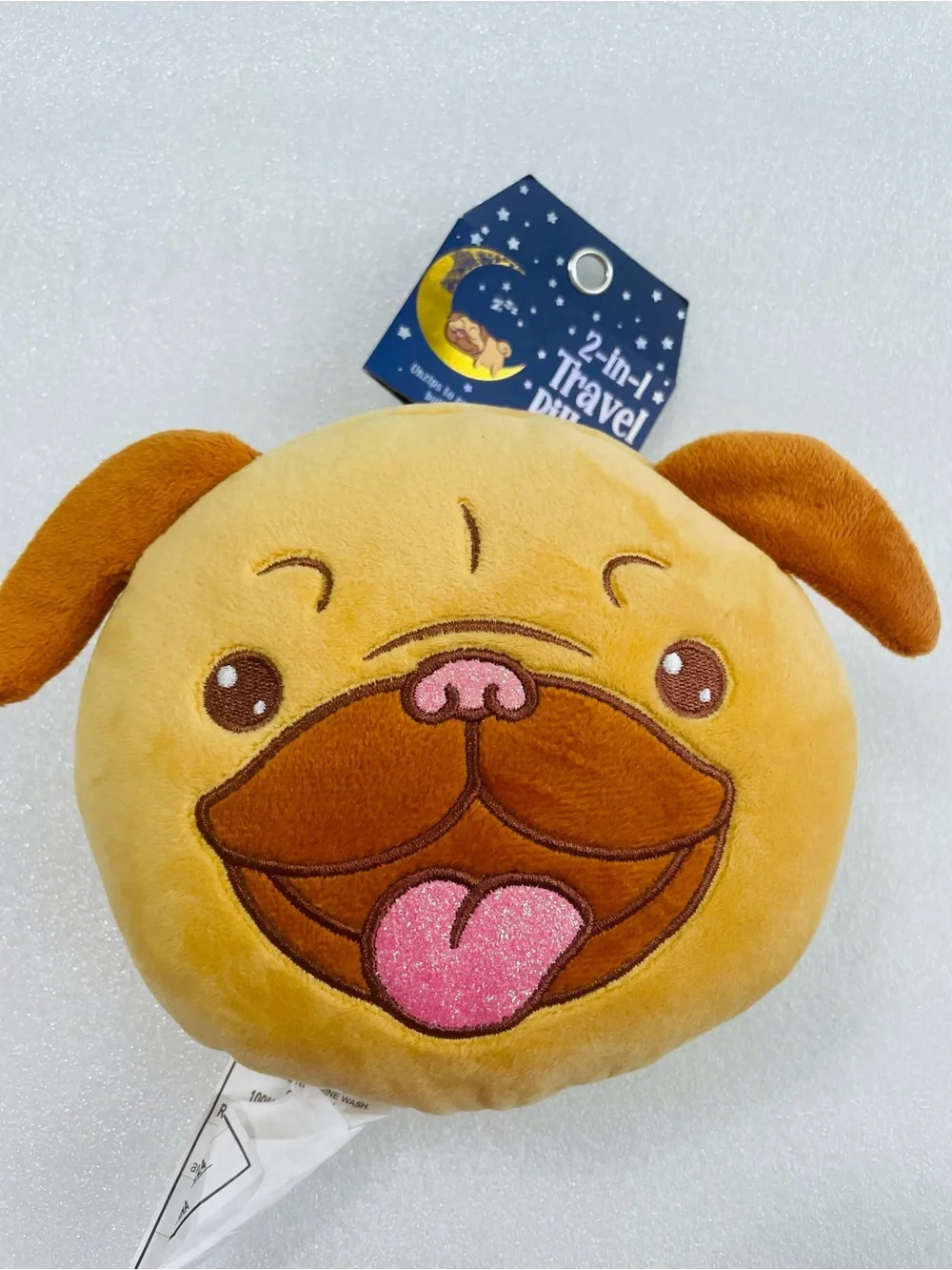 2-in-1 Plush Pug Dog Travel Toy - Yellow/Brown